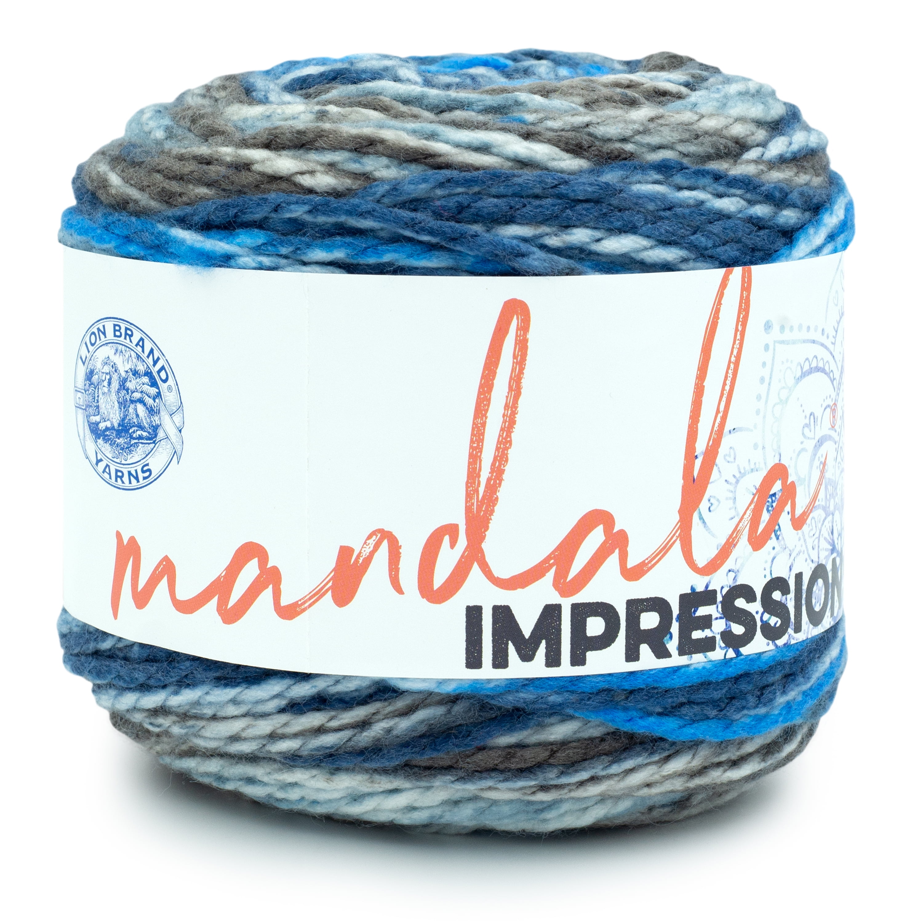 Lion Brand Yarn Mandala Impressions Lakeside Bulky Acrylic Multi-color Yarn 1 Cake