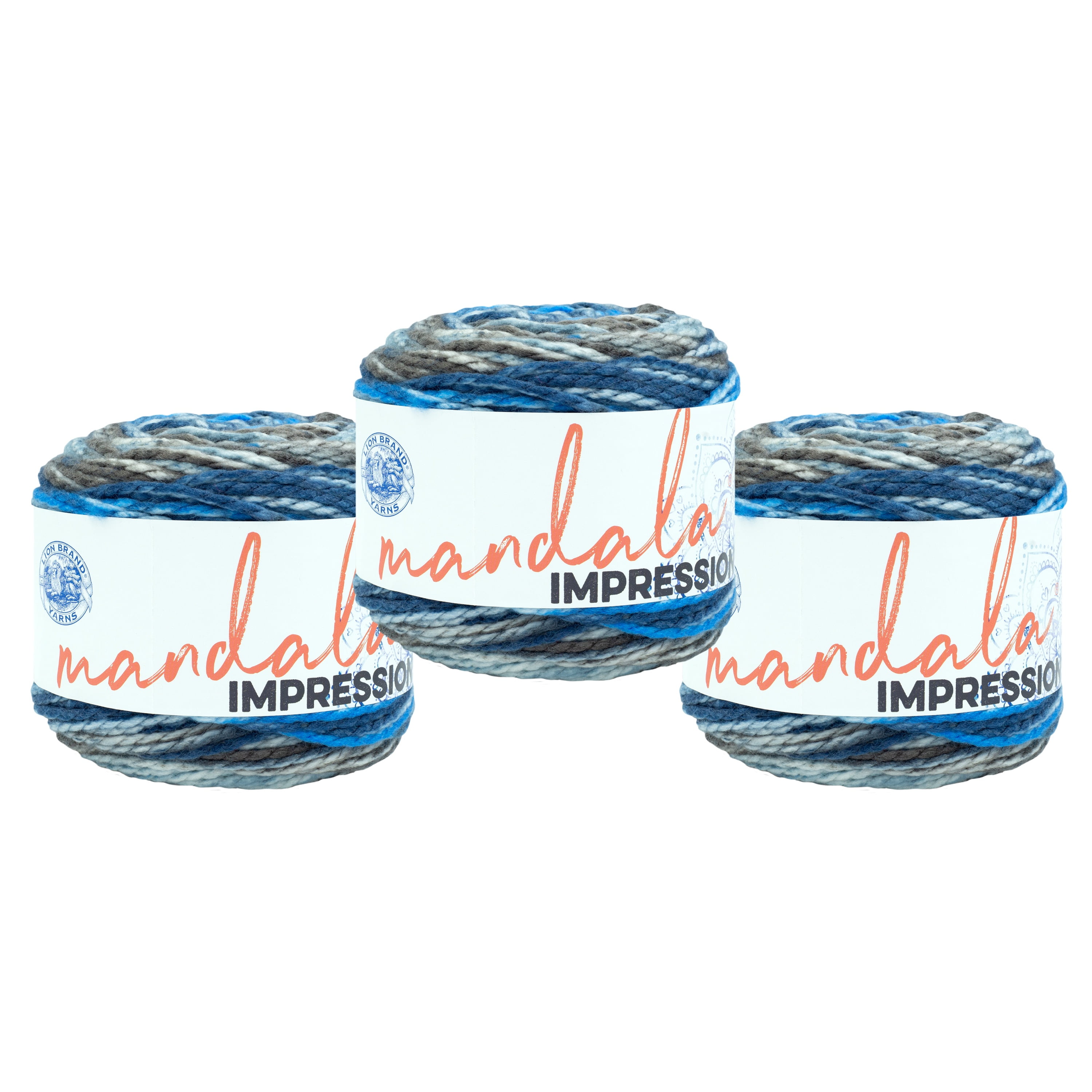 Lion Brand Yarn Mandala Impressions Lakeside Bulky Acrylic Yarn 3 Pack