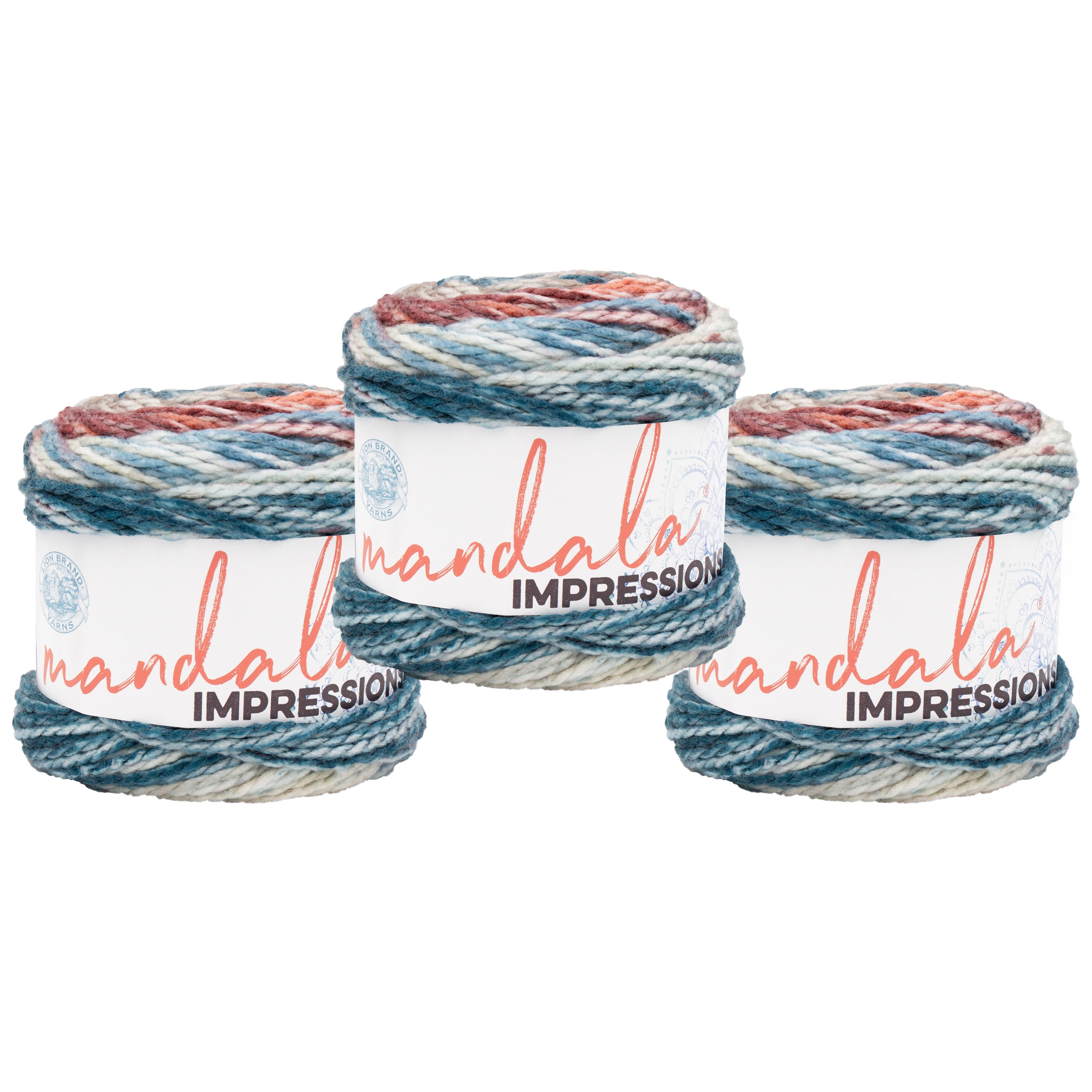Lion Brand Yarn Mandala Impressions Patchwork Bulky Acrylic Yarn 3 Pack