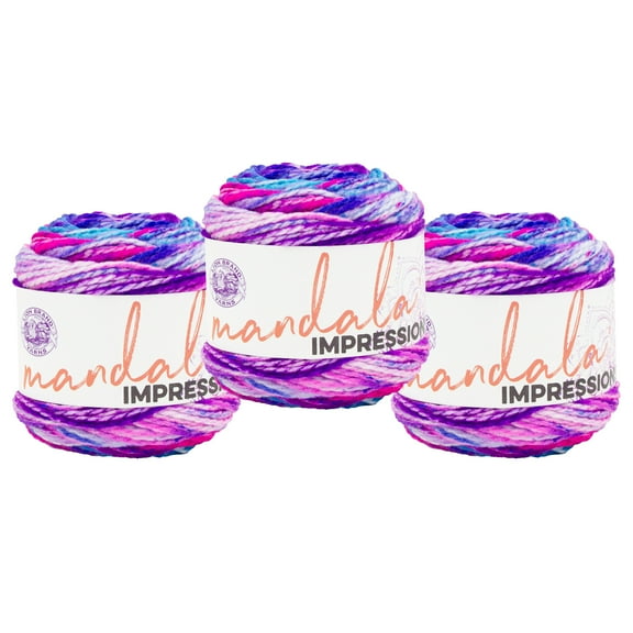 Lion Brand Yarn Mandala Impressions Tie Dye Bulky Acrylic Yarn 3 Pack