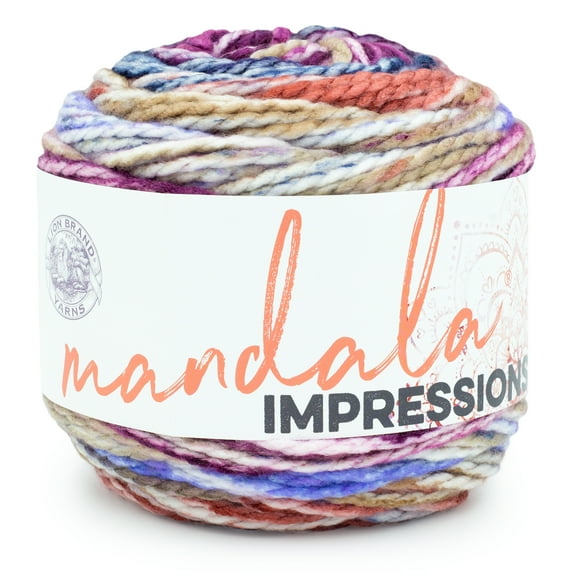 Lion Brand Yarn Mandala Impressions Very Berry Bulky Acrylic Multi-color Yarn 1 Cake
