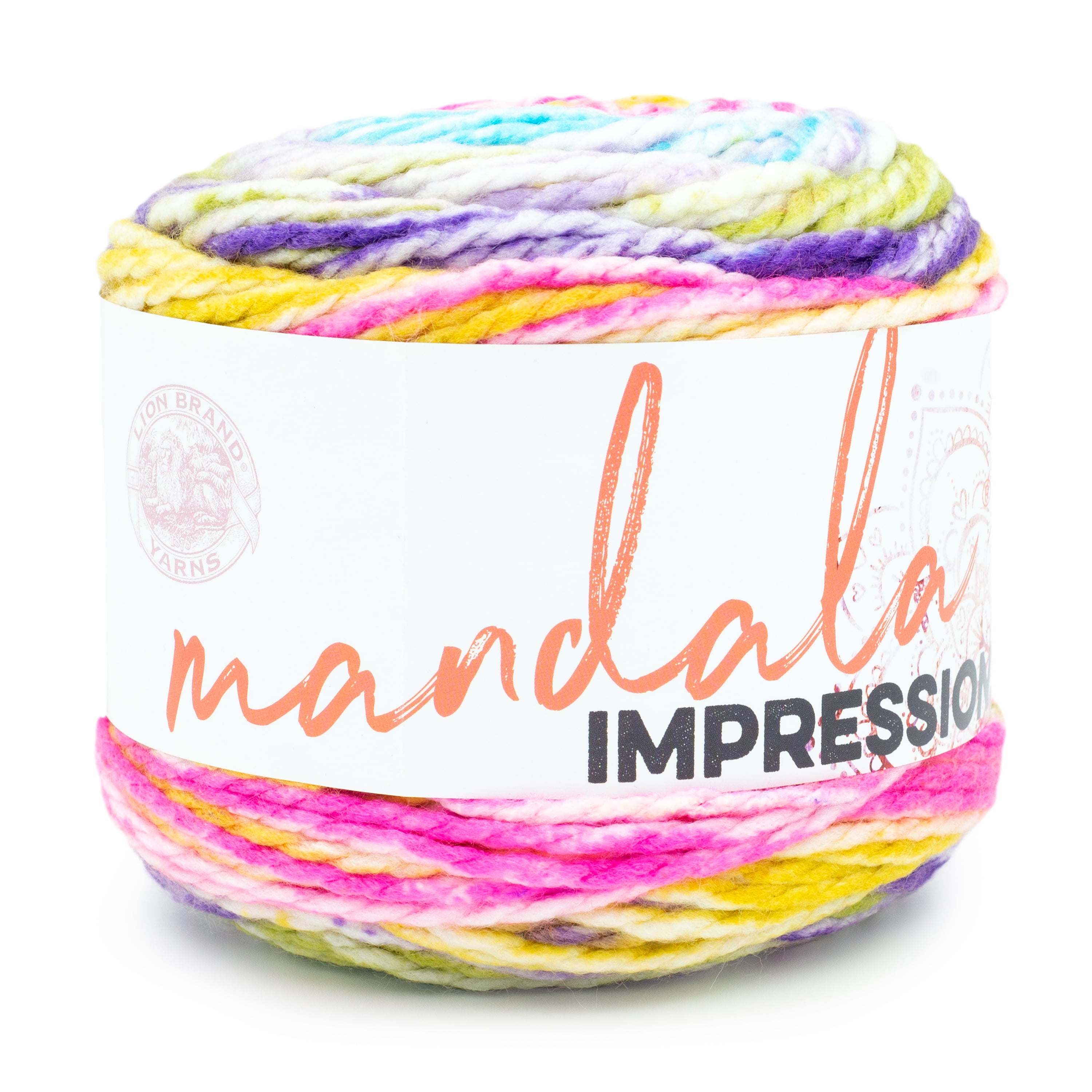 Lion Brand Yarn Mandala Impressions Wildflower Bulky Acrylic Multi-color Yarn 1 Cake