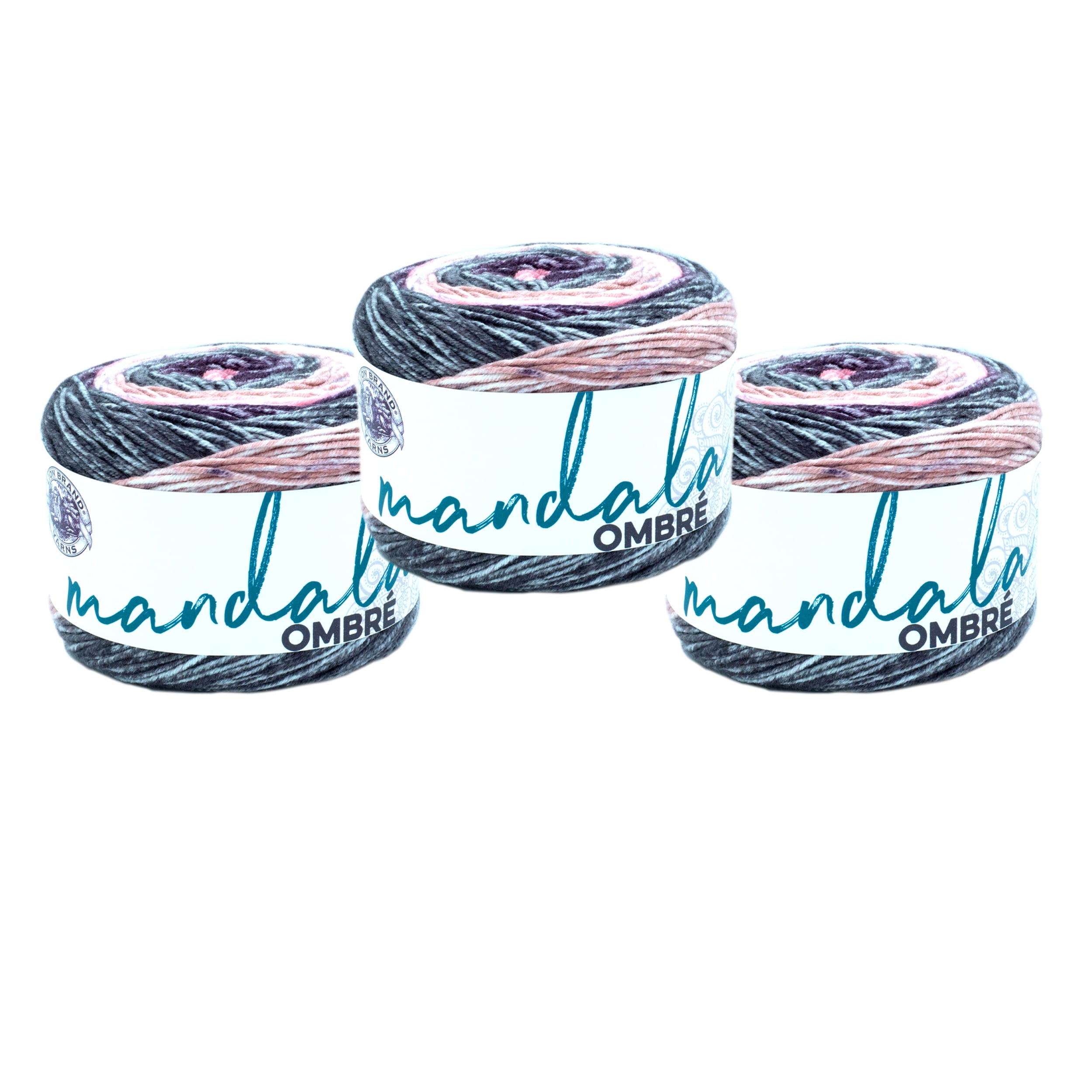 Lion Brand Yarn Mandala Ombré Felicity Medium Acrylic Yarn 3 Pack