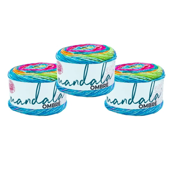 Lion Brand Yarn Mandala Ombré Happy Medium Acrylic Yarn 3 Pack