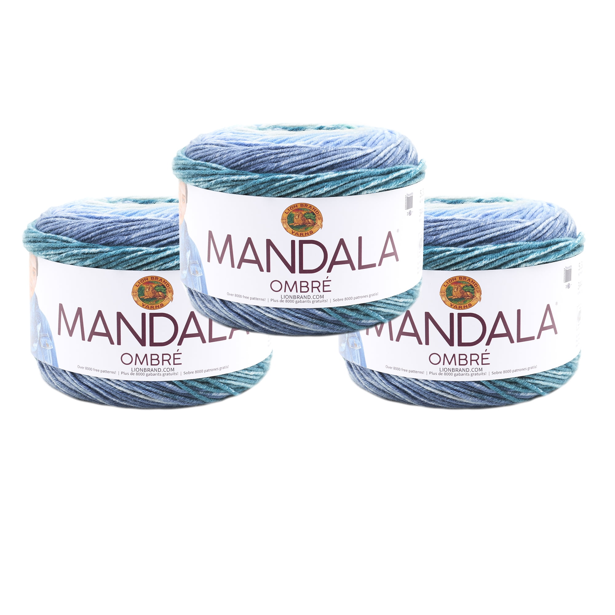 3 Pack) Lion Brand Yarn 551-206BL Mandala Ombre Yarn, Happy