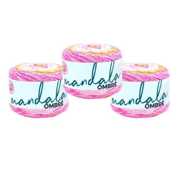 Lion Brand Yarn Mandala Ombré Serene Medium Acrylic Yarn 3 Pack