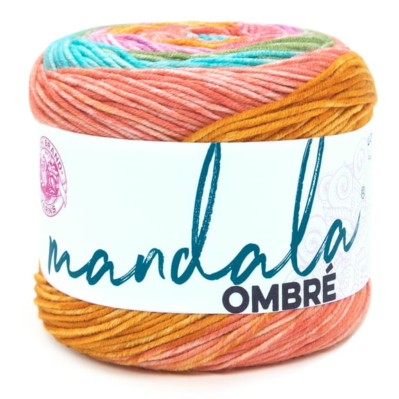 Lion Brand Yarn Mandala Ombre Tranquil Ombre Cake Medium Acrylic Multi-color Yarn