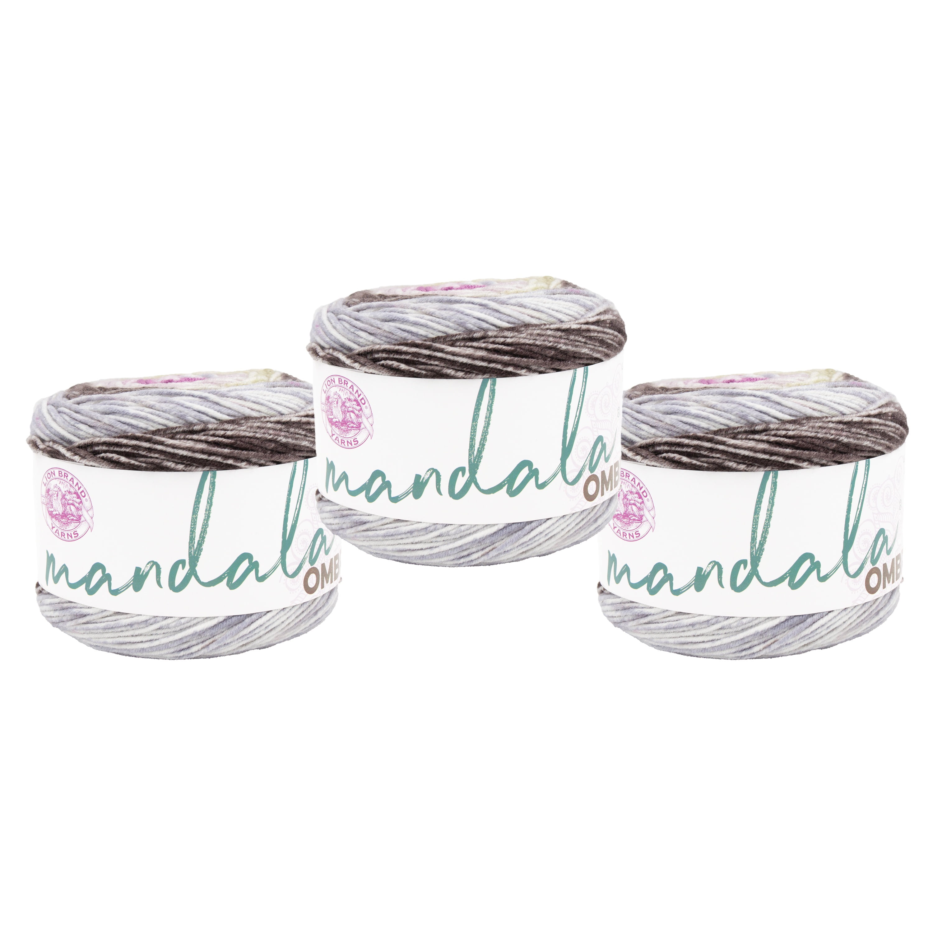 Lion Brand Yarn Mandala Ombré Transform Medium Acrylic Yarn 3 Pack