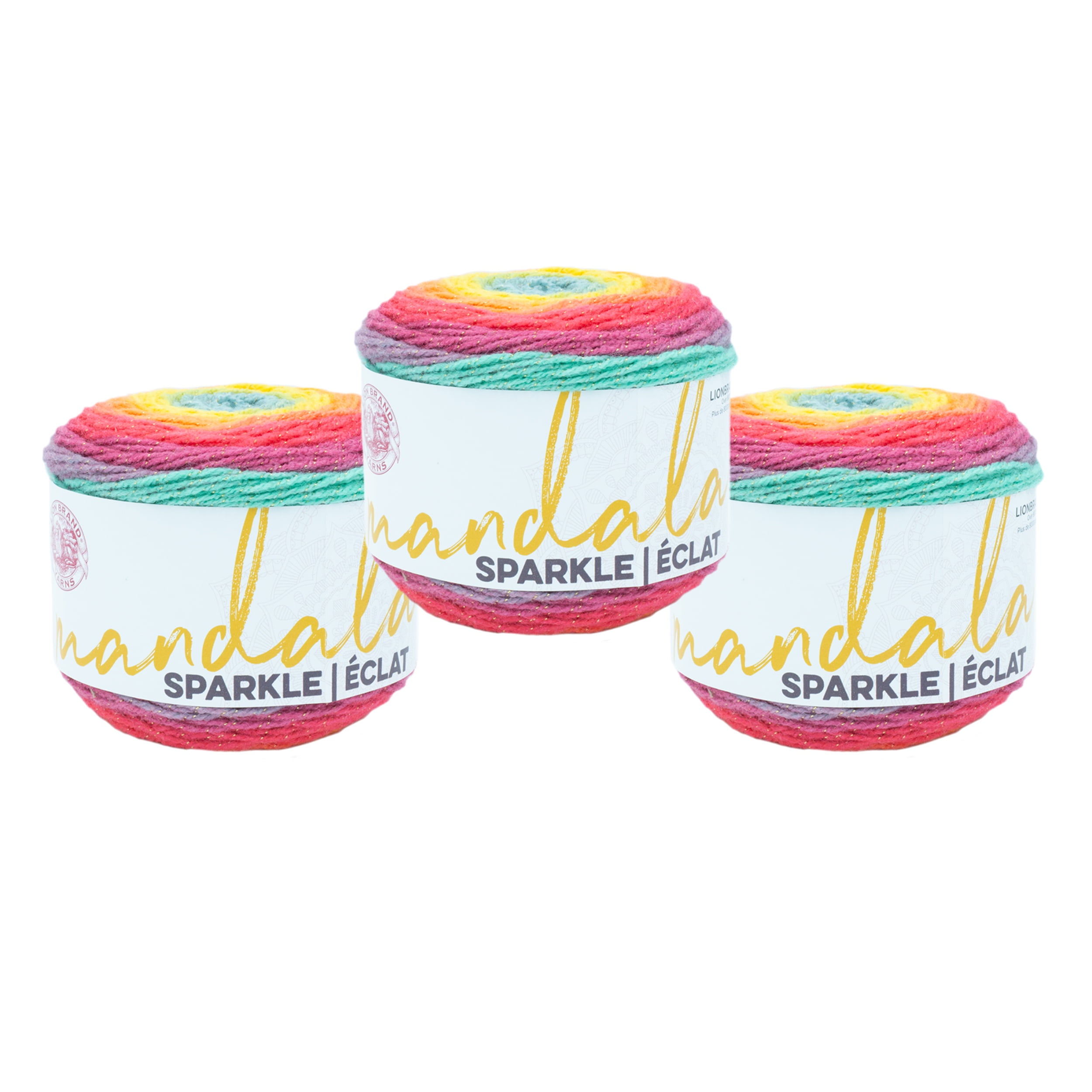 Lion Brand Yarn Mandala Sparkle Crux Light Acrylic Yarn 3 Pack