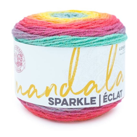 Lion Brand Yarn Mandala Sparkle Crux Metallic Self-Striping Light Acrylic Multi-Color Yarn