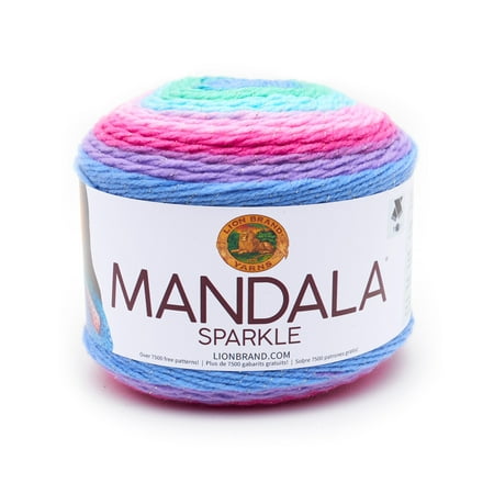Lion Brand Yarn Mandala Sparkle Draco Light Acrylic Self-Striping Multi-color Yarn