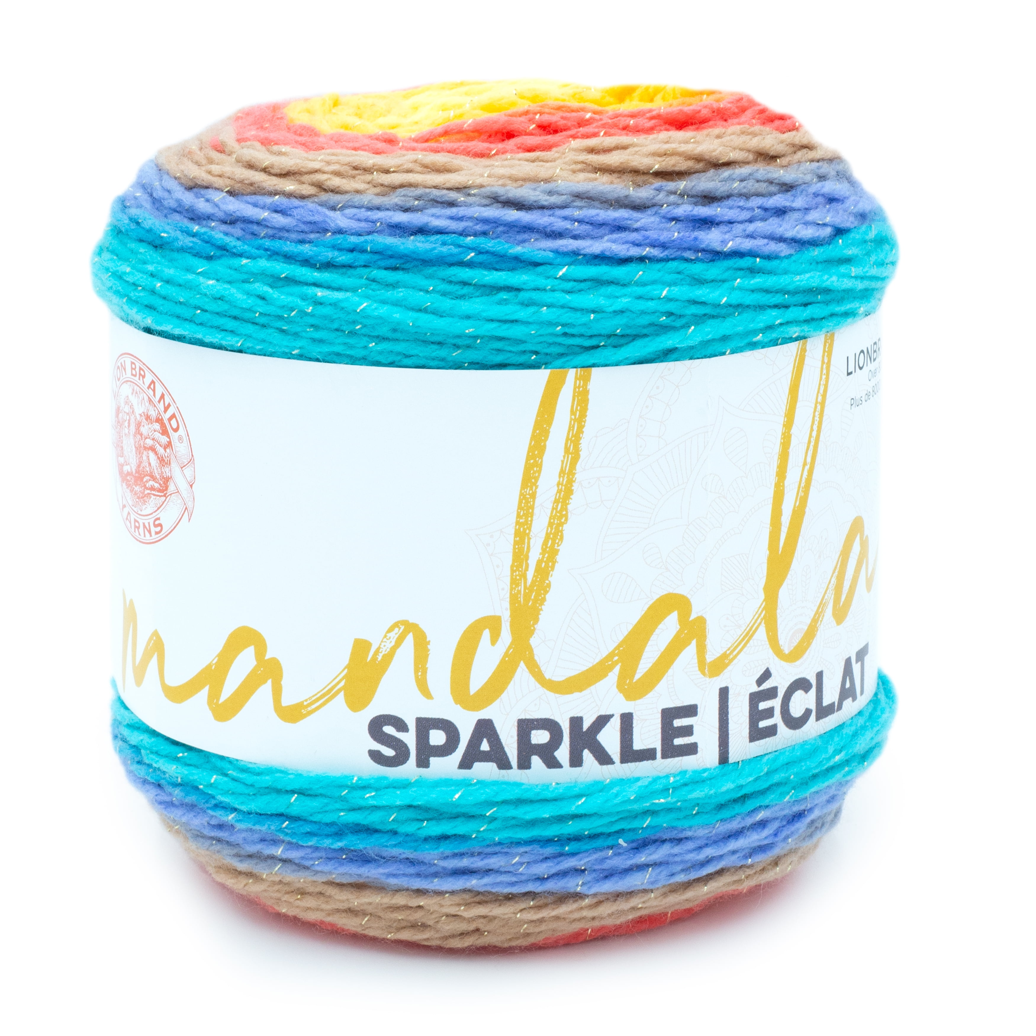 Lion Brand Yarn Mandala Sparkle Hercules Light Acrylic Self-Striping Multi-color Yarn