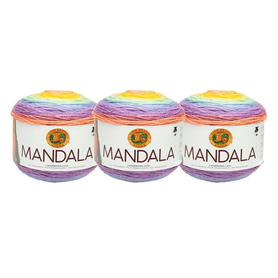 Lion Brand Yarn Mandala Sprite Self-Striping Light Acrylic Multi-color Yarn 3 Pack