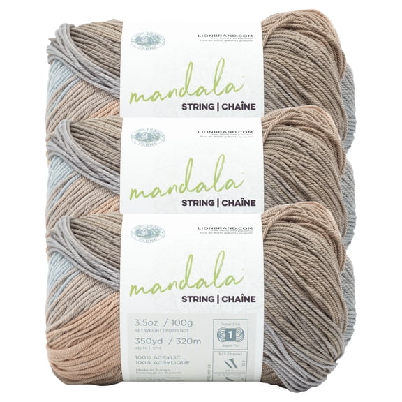 Lion Brand Yarn Mandala String Ballad Super Fine Acrylic Yarn 3 Pack