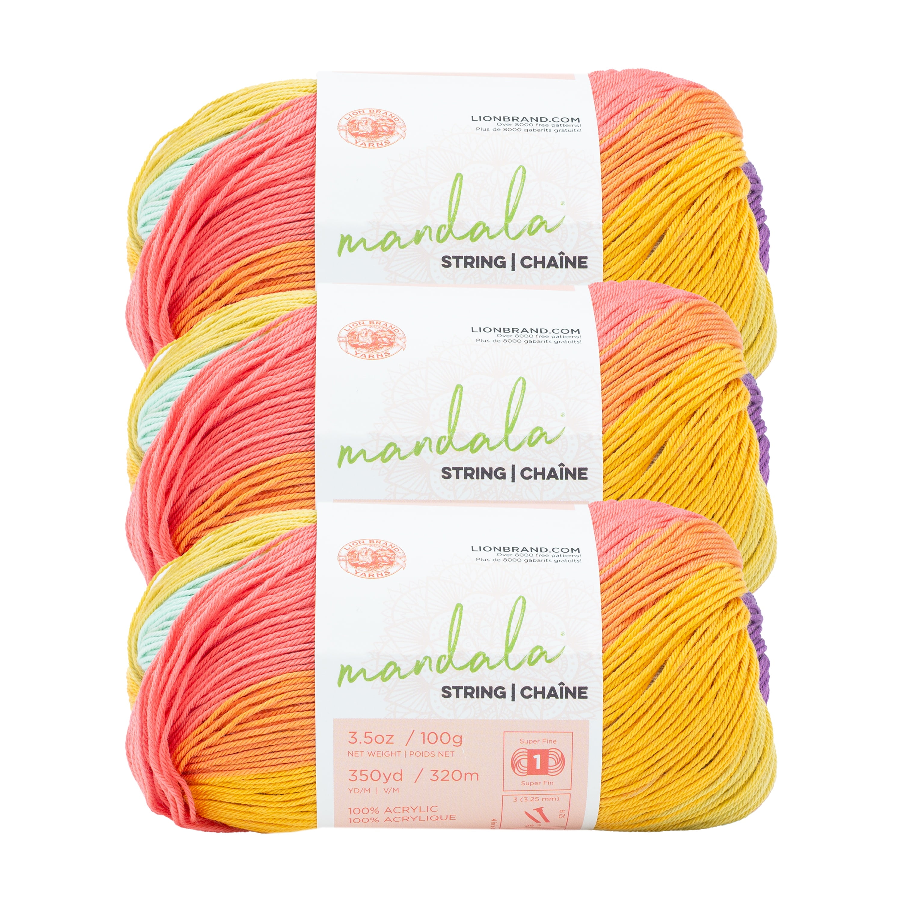 Lion Brand Yarn Mandala String Beats Super Fine Acrylic Yarn 3 Pack