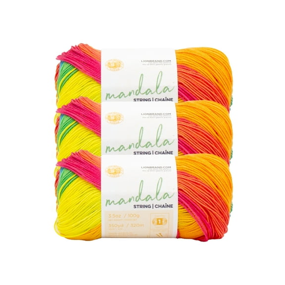 Lion Brand Yarn Mandala String Pop Super Fine Acrylic Yarn 3 Pack
