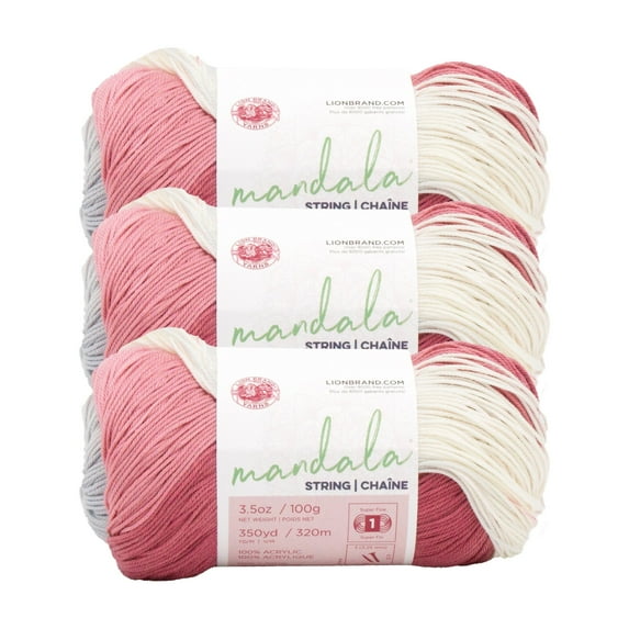 Lion Brand Yarn Mandala String Soul Super Fine Acrylic Yarn 3 Pack