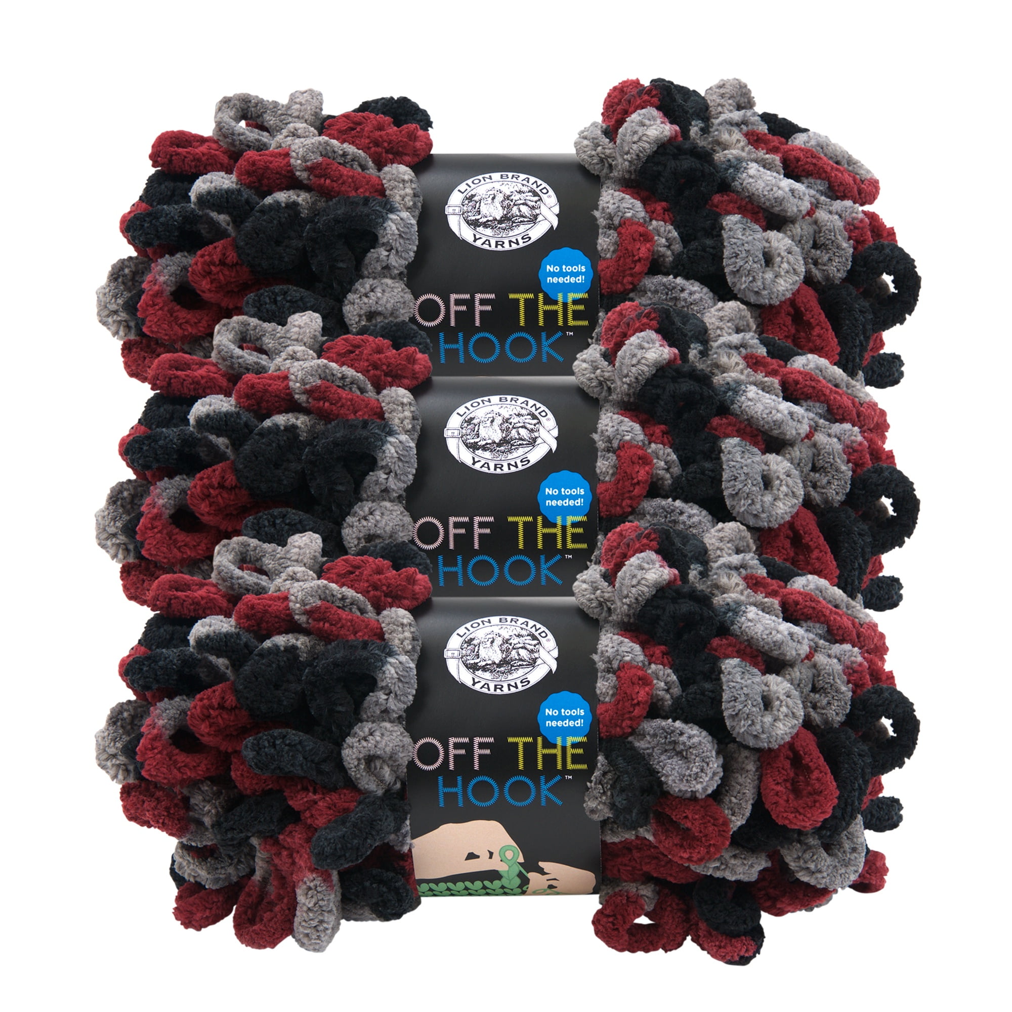 Lion Brand Yarn Off the Hook Dark & Stormy Jumbo Yarn Polyester Yarn 3 Pack