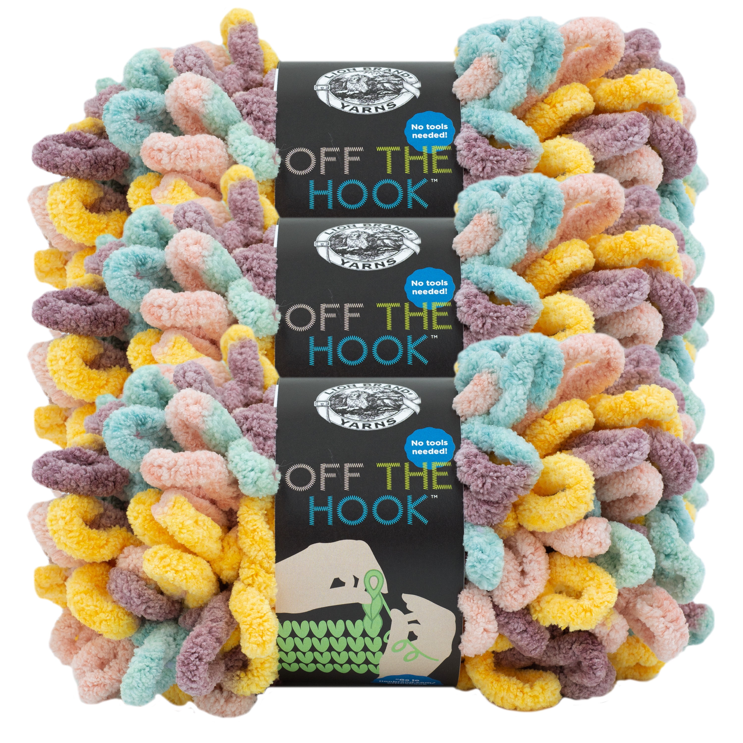 Lion Brand Yarn Off the Hook Jelly Beans Jumbo Polyester Multicolor