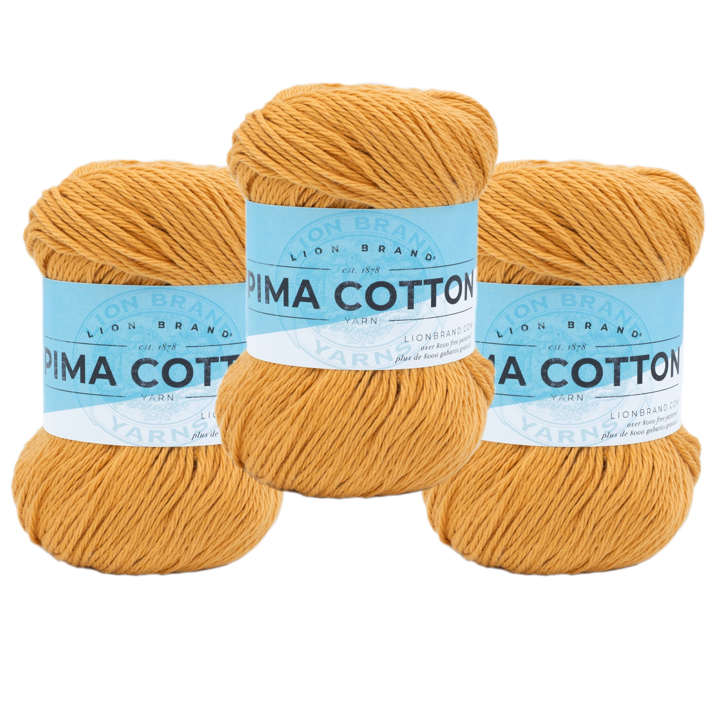 Lion Brand Yarn Pima Cotton Mineral Yellow Basic Medium Cotton Yellow Yarn  3 Pack 