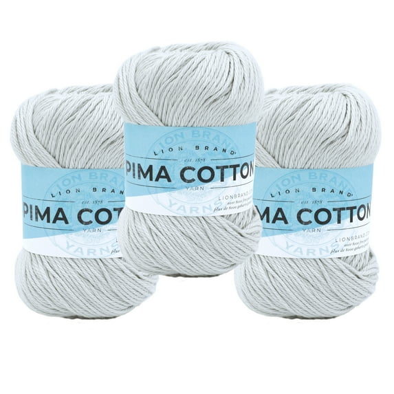 Lion Brand Yarn Pima Cotton Stone 762-149I Medium Cotton 3 Pack