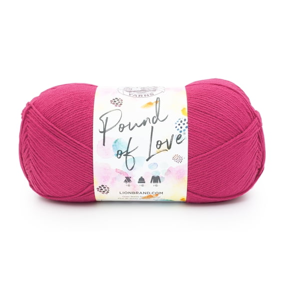 Lion Brand Yarn Pound of Love Cerise 4 Medium Worsted Yarn Pink 16 oz 1020 yards