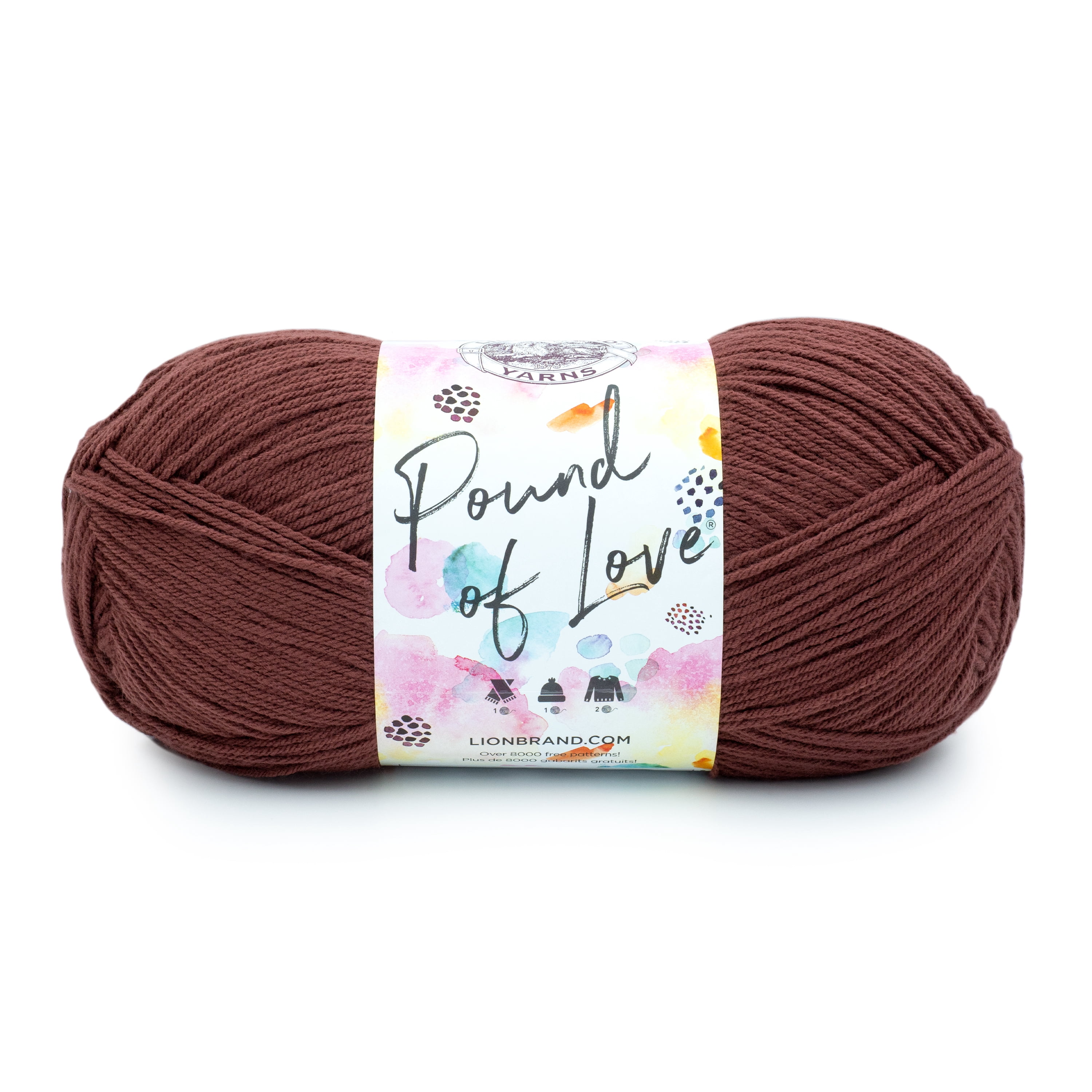 Lion Brand Yarn Pound of Love Cinnabar 1 Pound Medium Premium Acrylic Brown Yarn 1 Pack