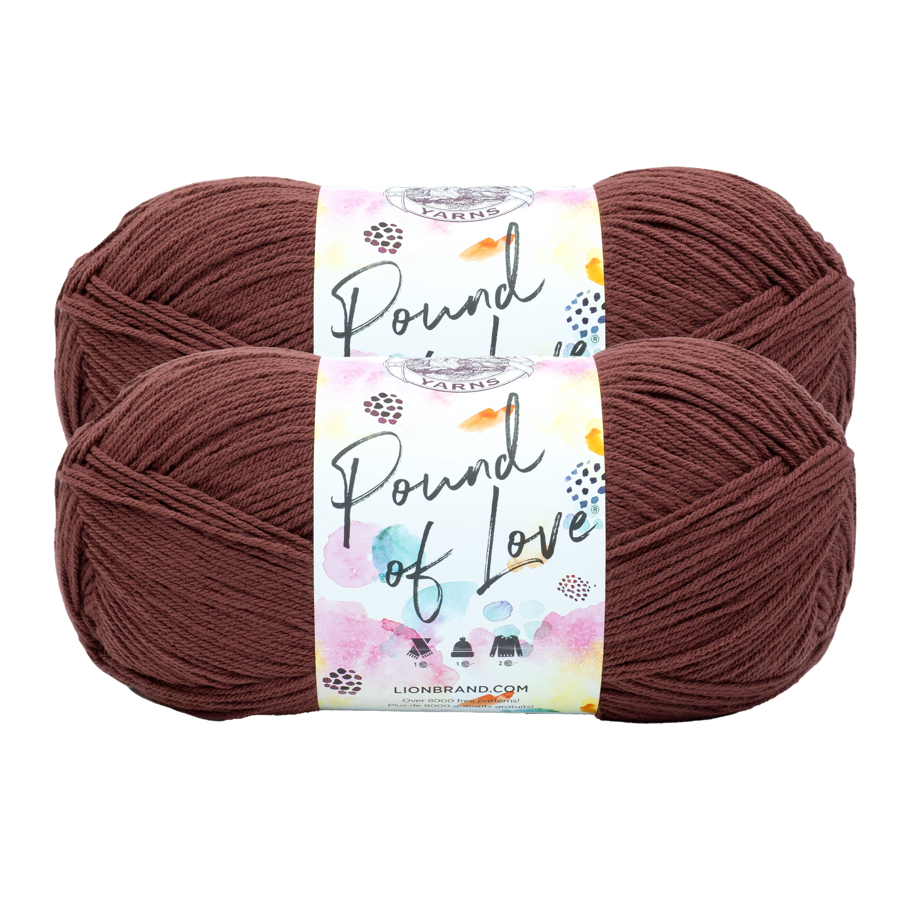 Lion Brand Yarn Pound of Love Cinnabar 550-127P Medium Premium Acrylic Yarn 2 Pack