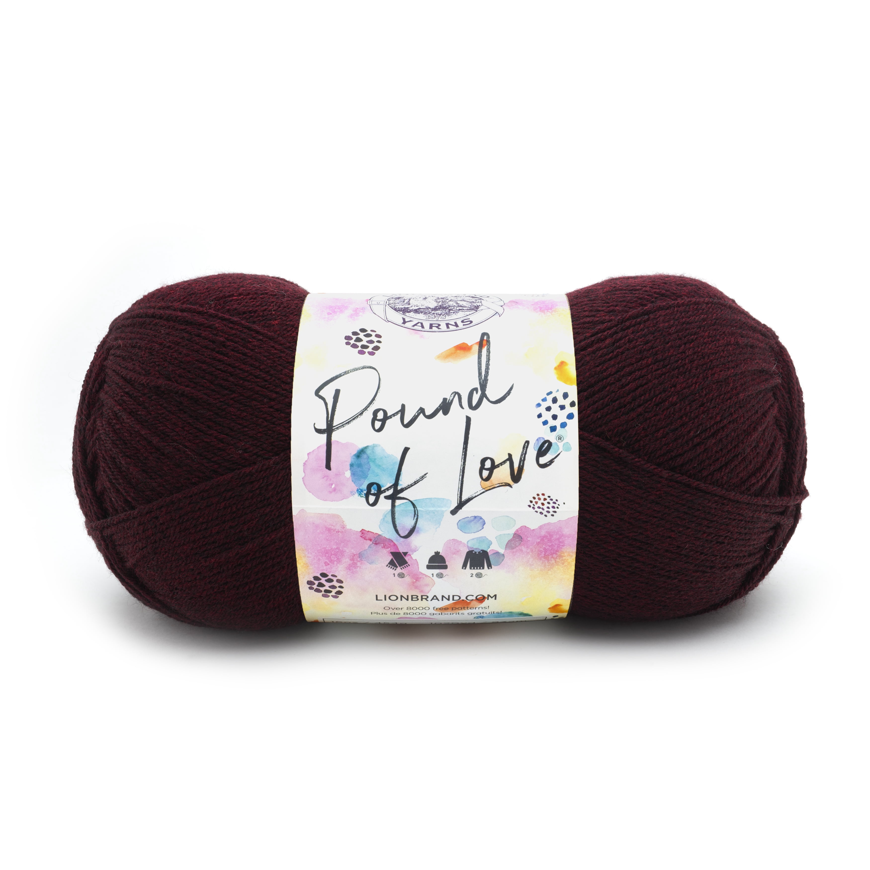 Lion Brand Yarn Pound of Love Claret 550-143 Medium Premium Acrylic Yarn 1 Skein