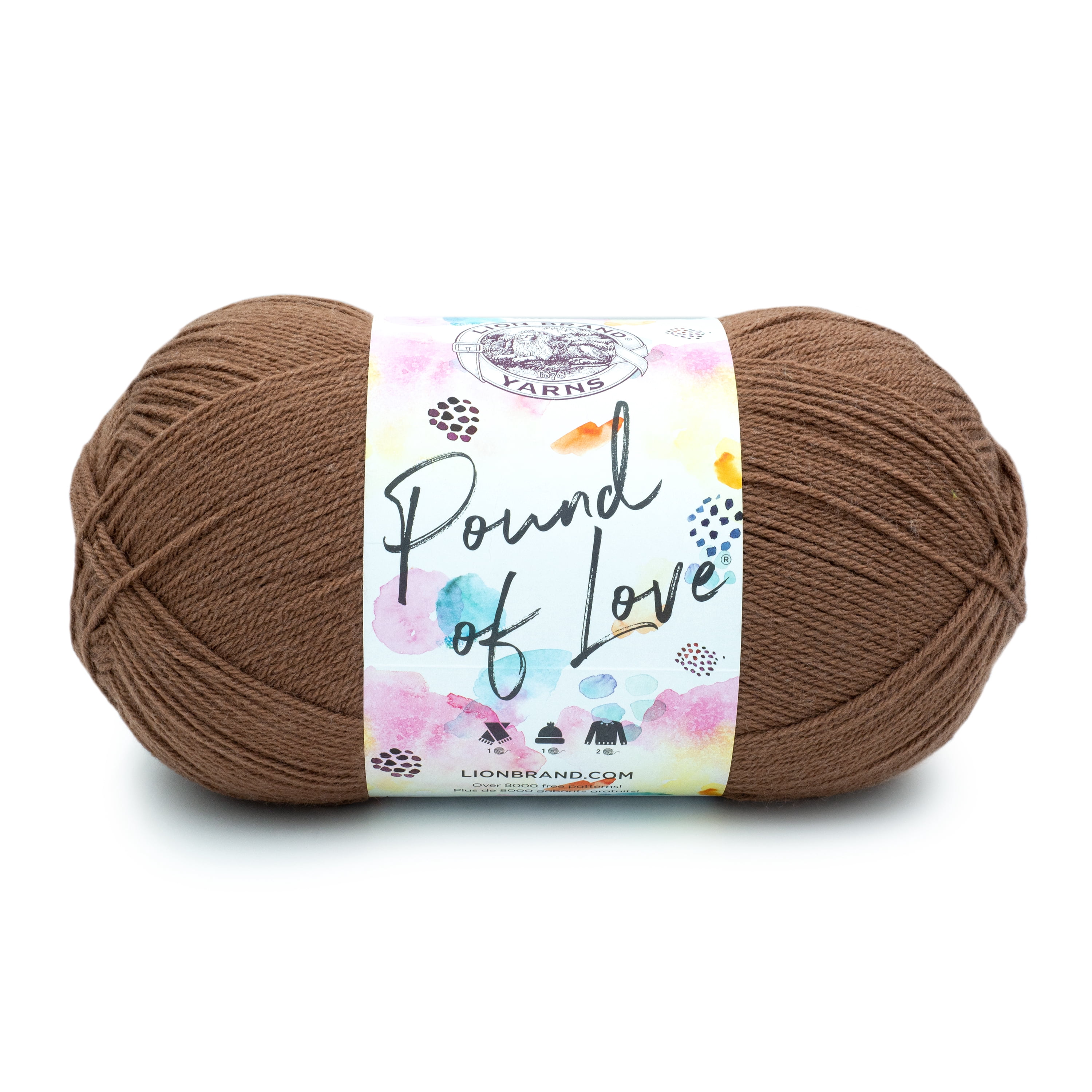 Lion Brand Yarn Pound of Love Mocha 550-124D Medium Premium Acrylic Yarn 1 Skein