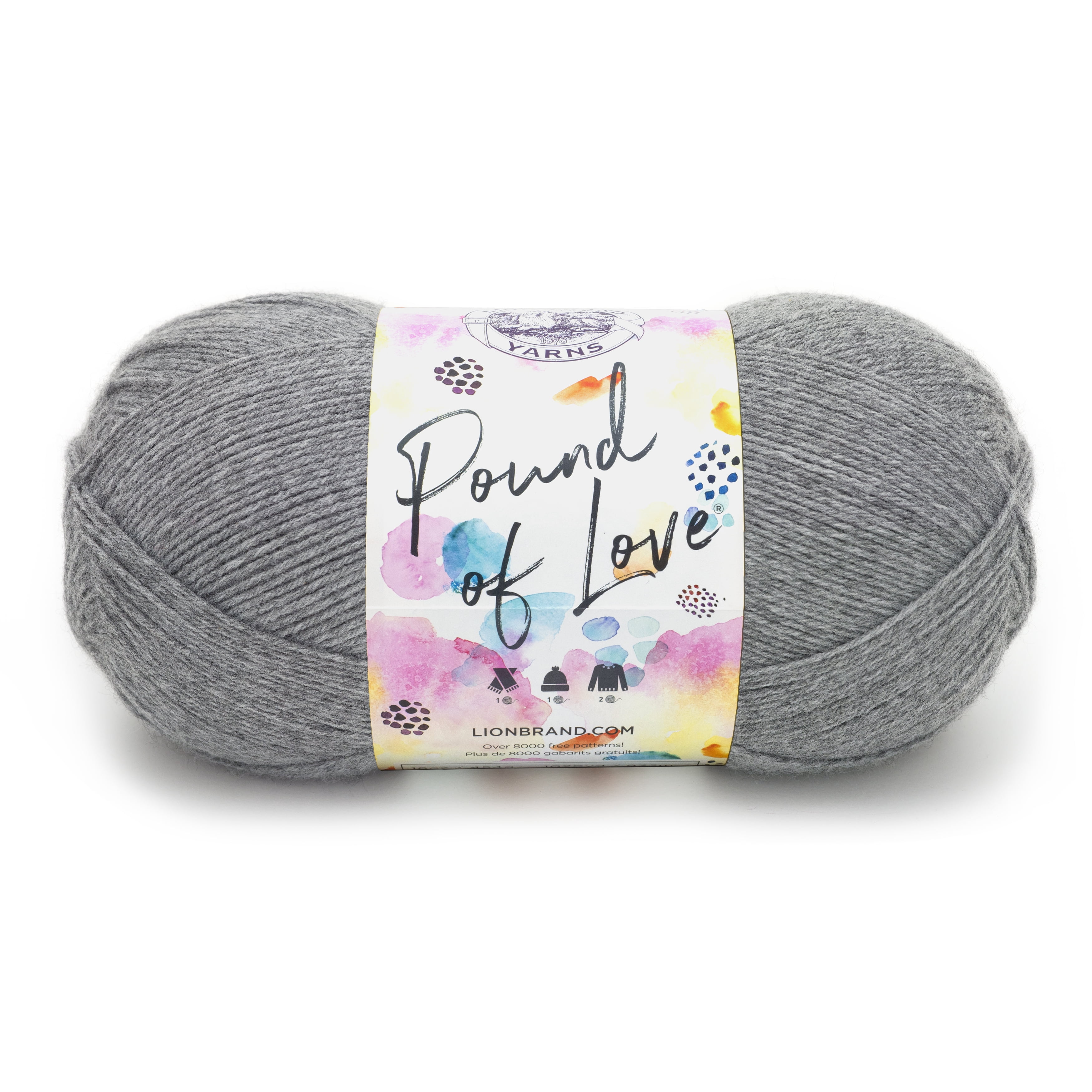 Lion Brand Yarn Pound of Love Oxford Grey 550-150U Medium Premium Acrylic Yarn 1 Skein