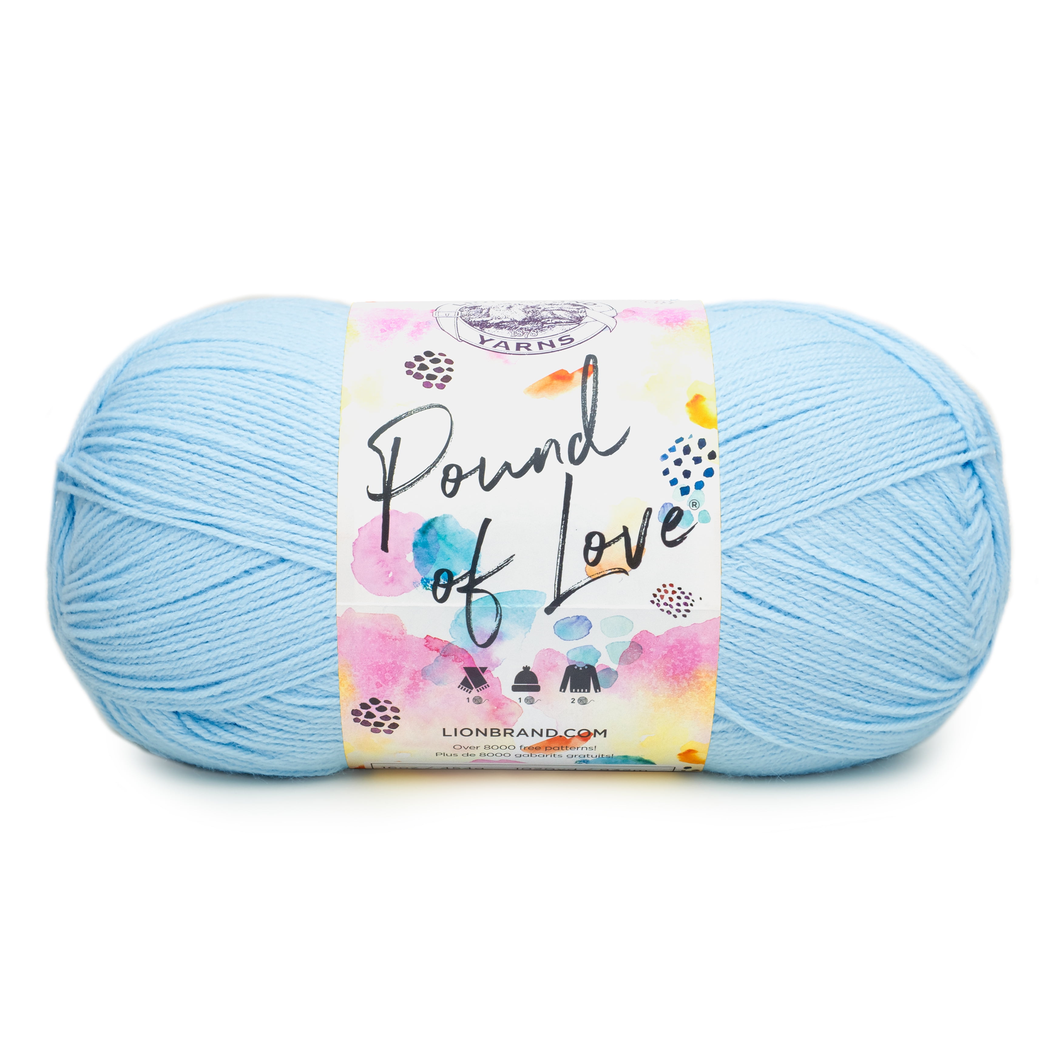 Lion Brand Yarn Pound of Love Pastel Blue 550-106B Medium Premium Acrylic Yarn 1 Skein