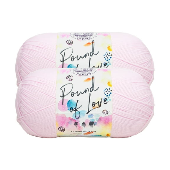Lion Brand Yarn Pound of Love Pink 550-101A Medium Premium Acrylic Yarn 2 Pack