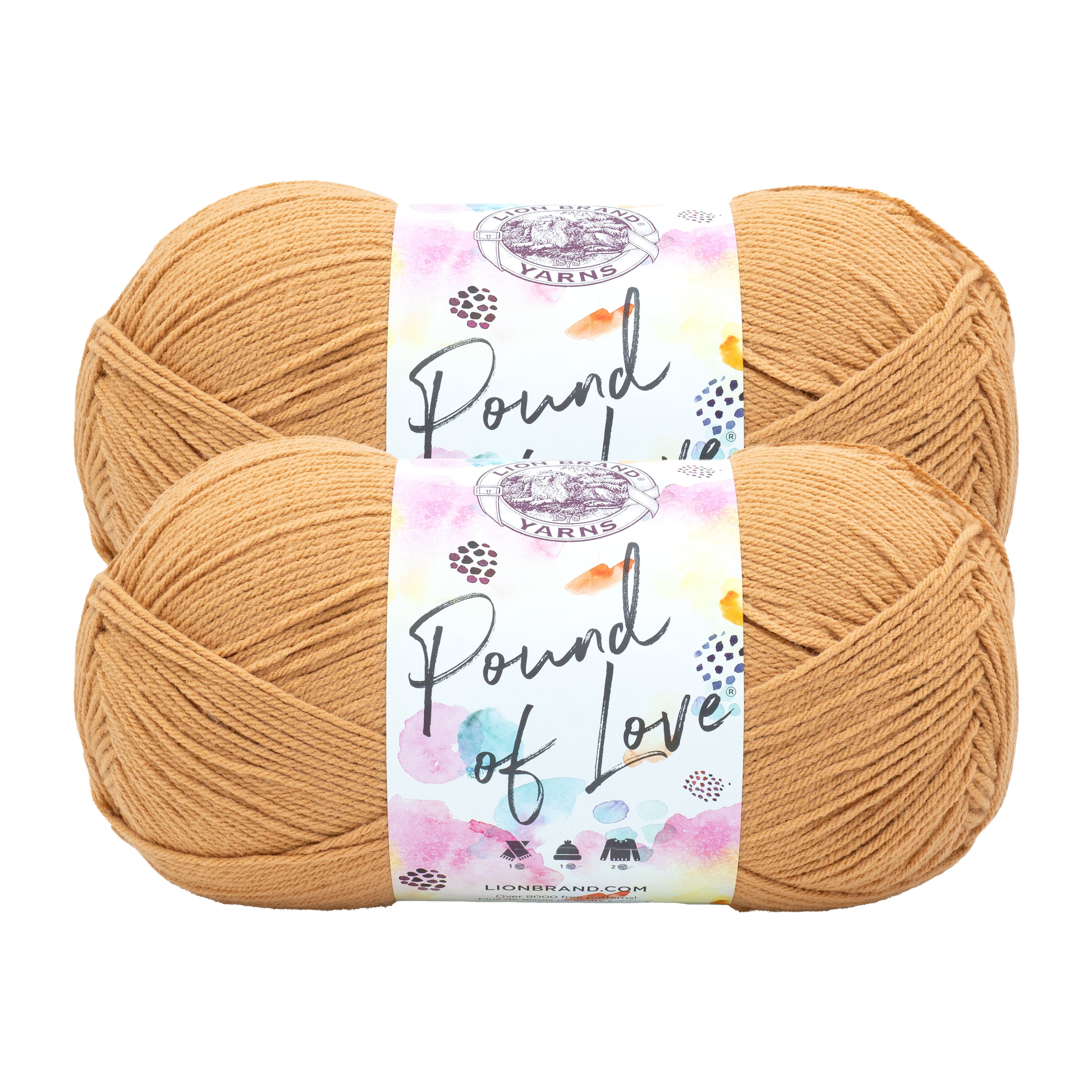 Lion Brand Yarn Pound of Love Pumpkin Pie 550-135N Medium Premium Acrylic Yarn 2 Pack
