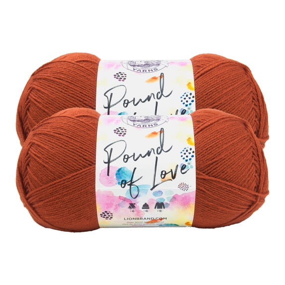 Lion Brand Yarn Pound of Love Pumpkin Spice 550-132Z Medium Premium Acrylic Yarn 2 Pack