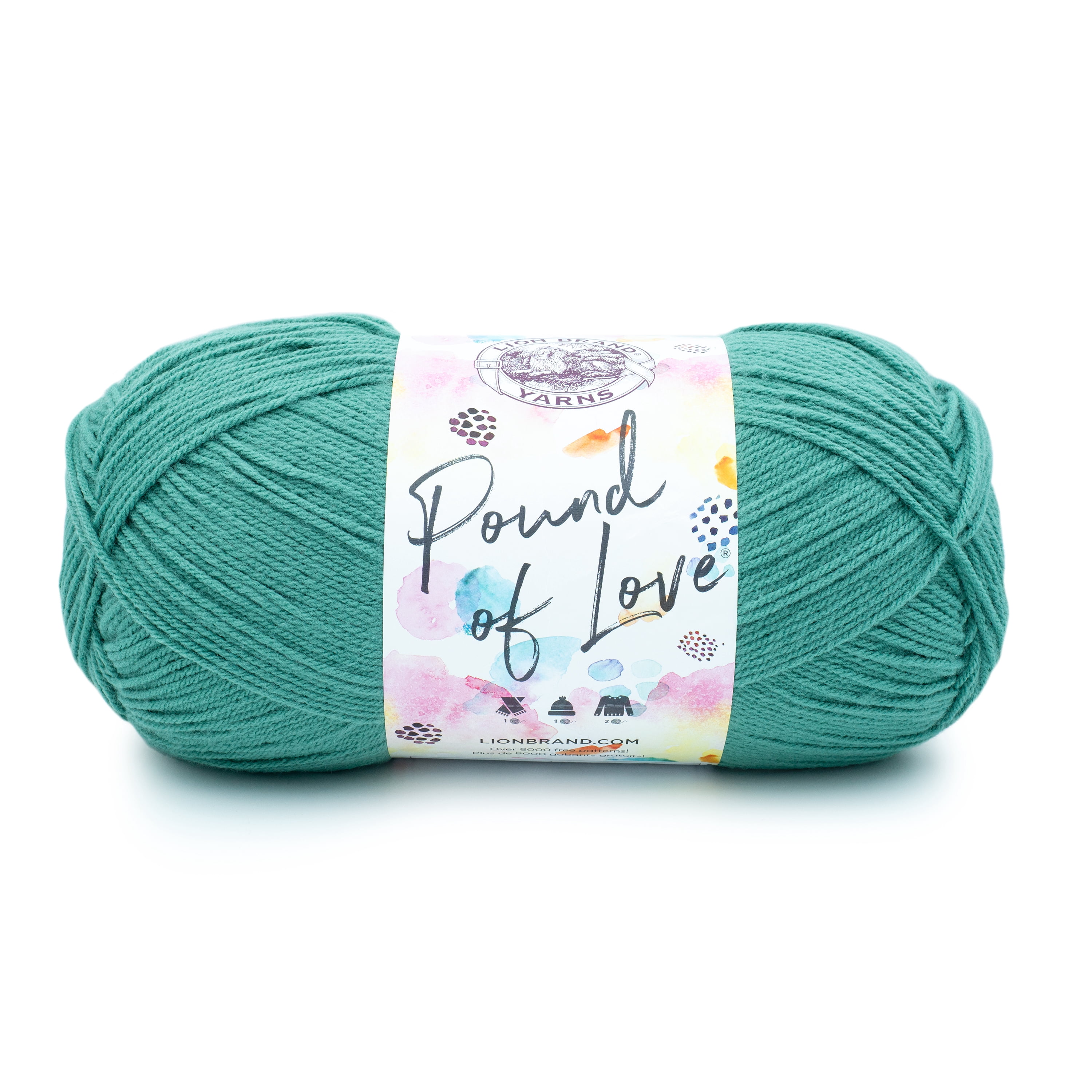 Lion Brand Yarn Pound of Love Waterfall 1 Pound Medium Premium Acrylic Blue Yarn 1 Pack