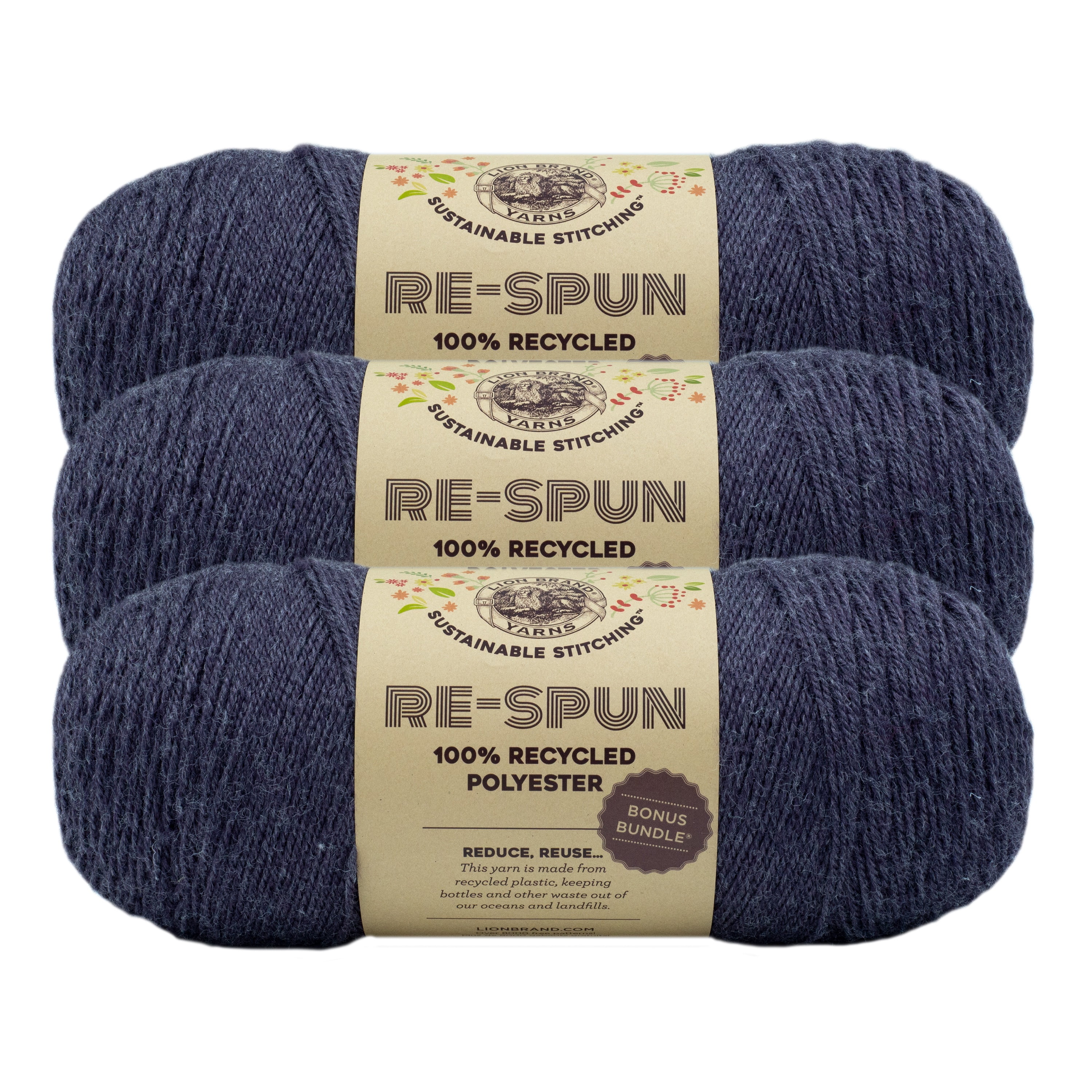 Lion Brand Yarn Re-Up Bonus Bundle Garn – 70% Recycelte Baumwolle, 30% Recyceltes Polyester, 600m, CYC #4