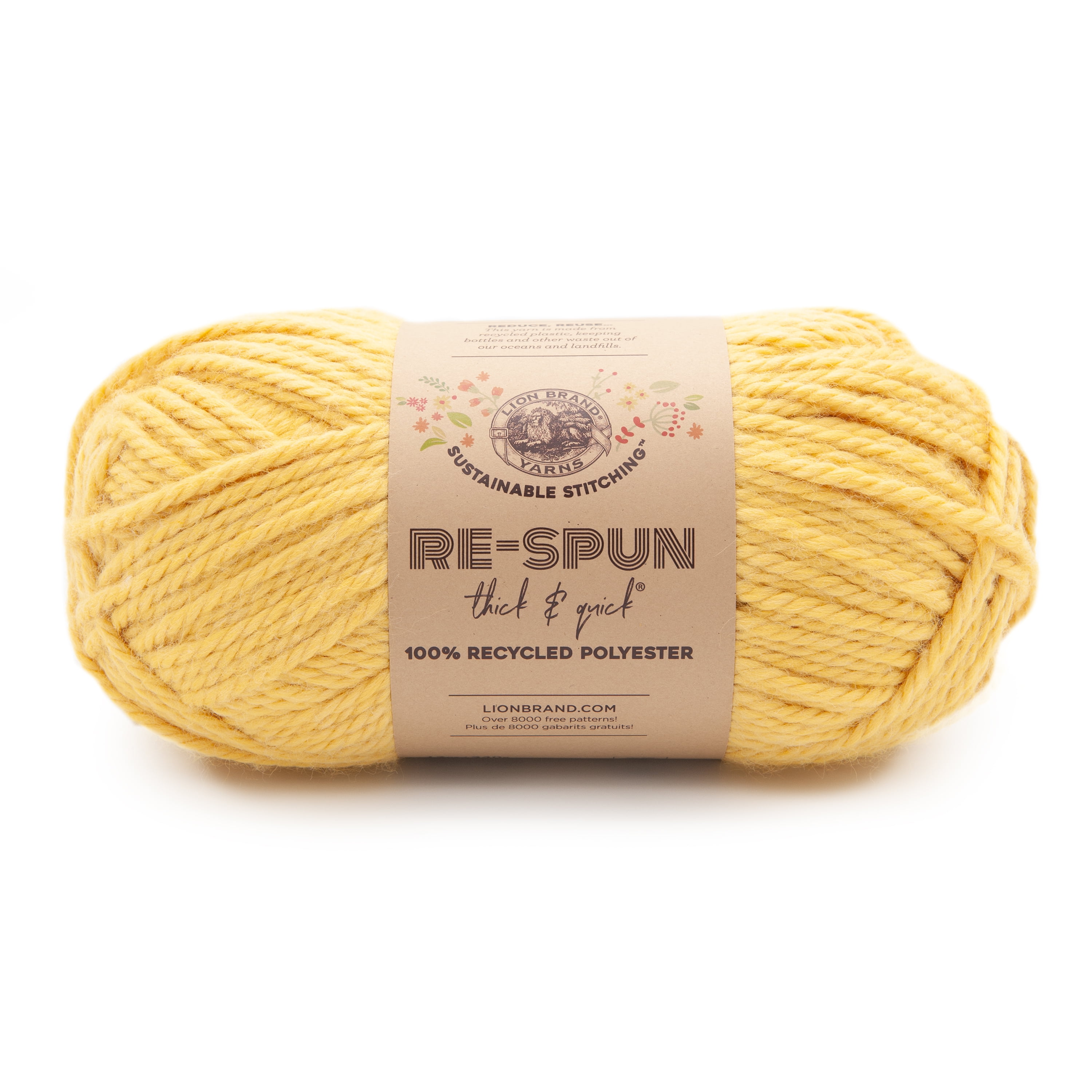 Lion Brand Yarn 843-157C Re-Spun Thick & Quick Yarn, Sunshine