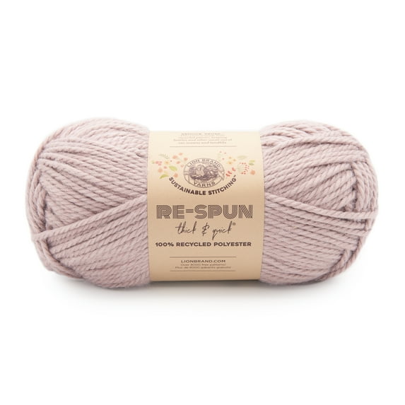 Lion Brand Re-Spun Super Bulky Recycled Polyester Pink Yarn, 223 Yards
