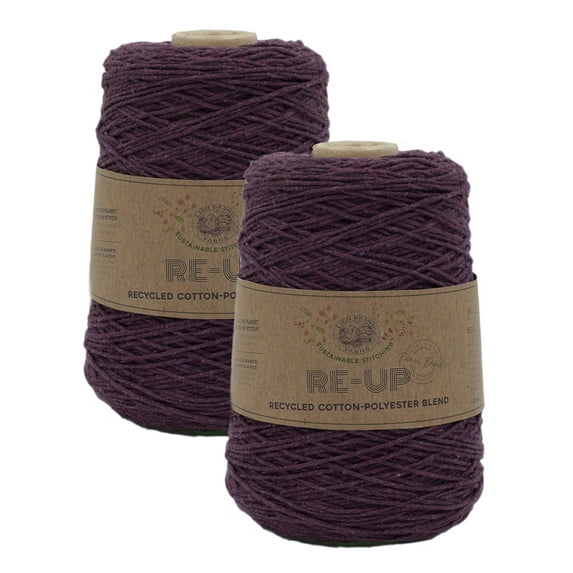 Lion Brand Yarn Re-Up Bonus Bundle Fig Tree Medium Recycled Cotton, Recycled Polyester Yarn 2 Pack