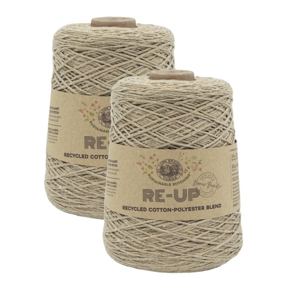 Lion Brand Yarn Re-Up Bonus Bundle Mineral Springs Medium Recycled Cotton, Recycled Polyester Yarn 2 Pack