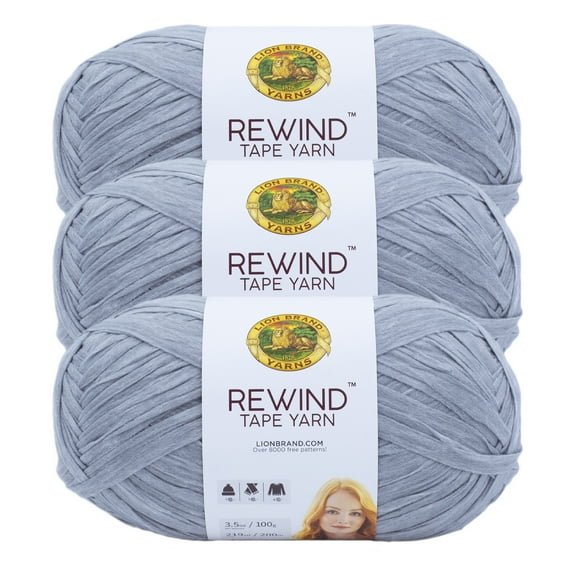 Lion Brand Yarn Rewind Arctic Ice Bulky Yarn Polyester, Viscose Yarn 3 Pack