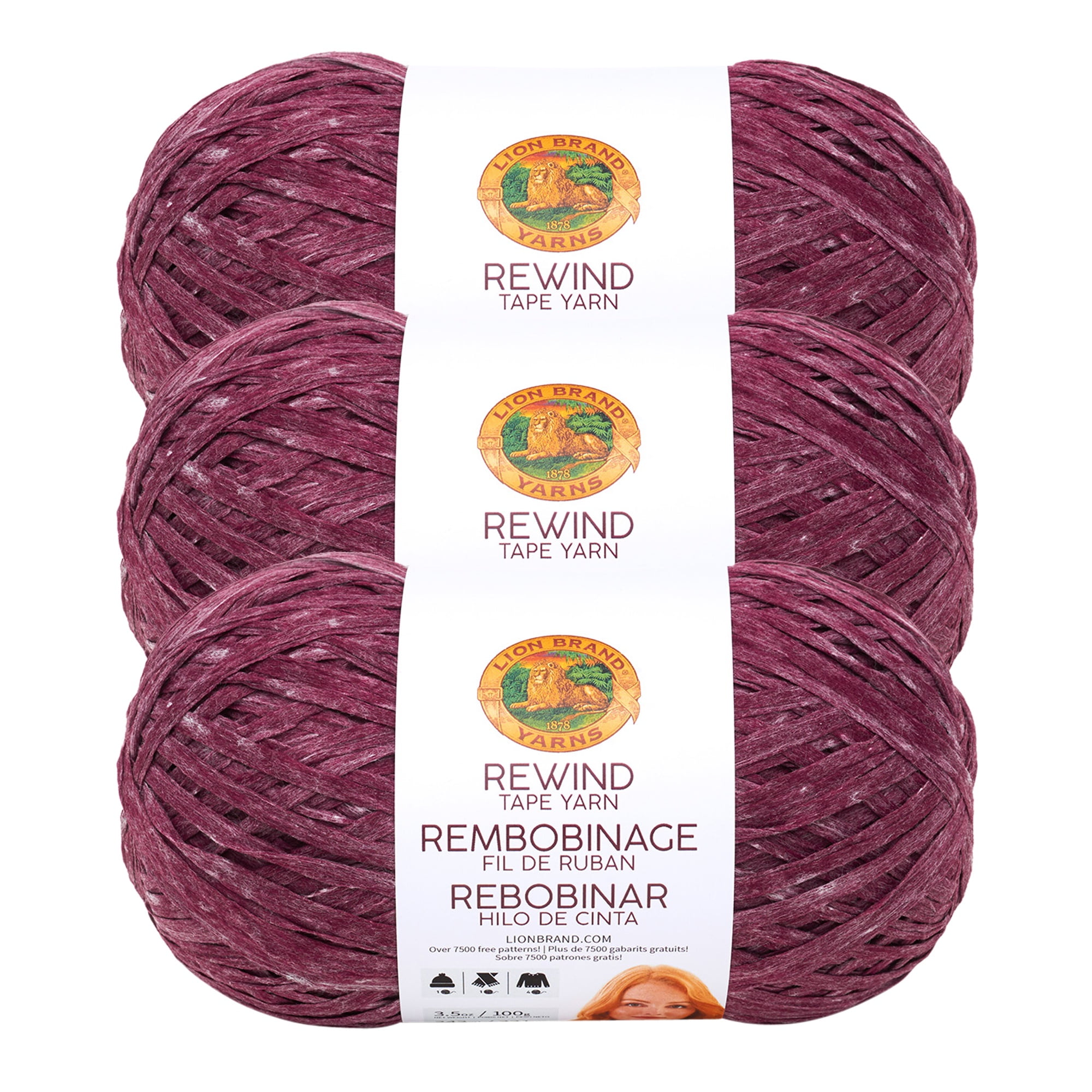 Lion Brand Yarn Rewind Current Situation Bulky Yarn Polyester, Viscose Yarn 3 Pack