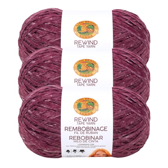 Lion Brand Yarn Rewind Current Situation Bulky Yarn Polyester, Viscose Yarn 3 Pack