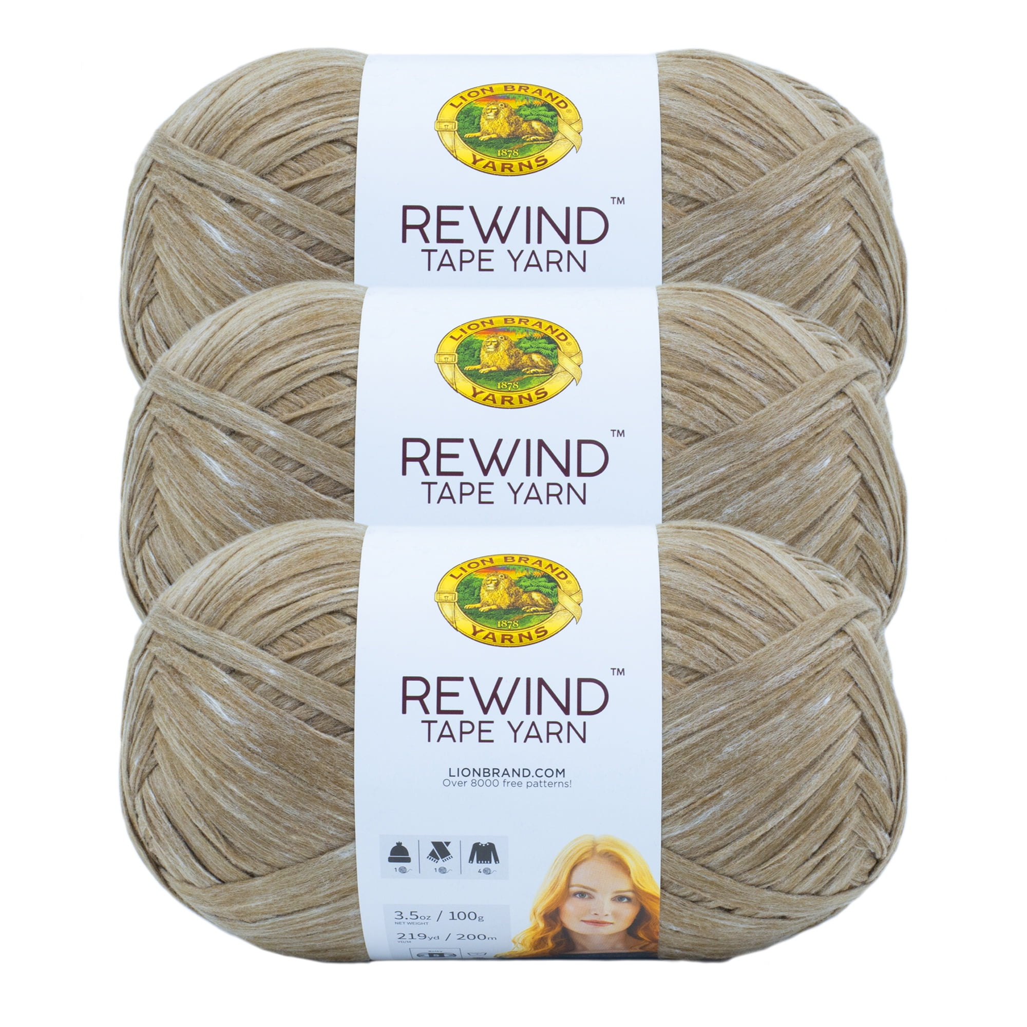 Lion Brand Yarn Rewind Willow Bulky Yarn Polyester, Viscose Yarn 3 Pack