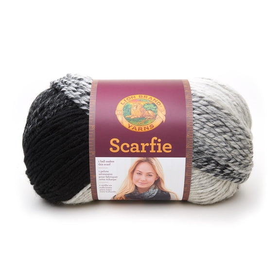 Lion Brand Yarn Scarfie Cream/Black 826-201 Fashion Wool Yarn