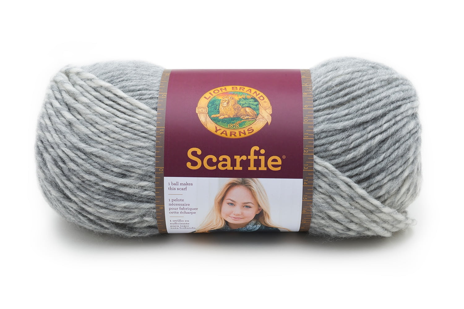 Lion Brand Scarfie Yarn - Cream/Silver