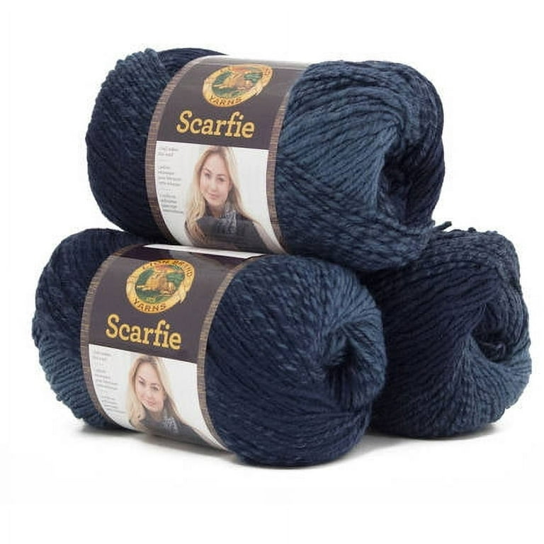 Lion Brand Yarn Scarfie Denim/Navy Scarf Bulky Acrylic, Wool Multi-color  Yarn 3 Pack 