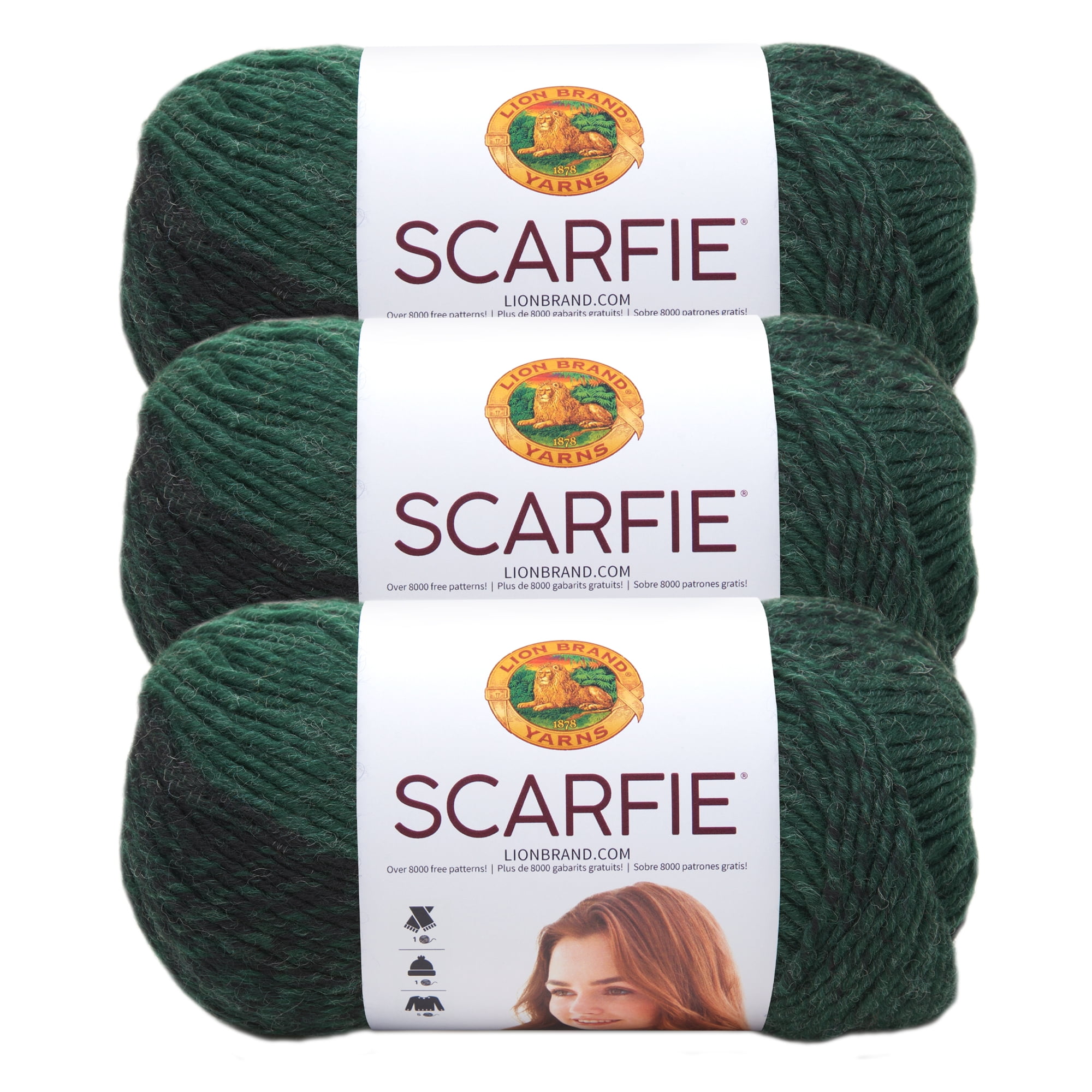 Lion Brand Yarn Scarfie Cream/Black Scarf Bulky Acrylic, Wool Multi-color  Yarn 3 Pack 