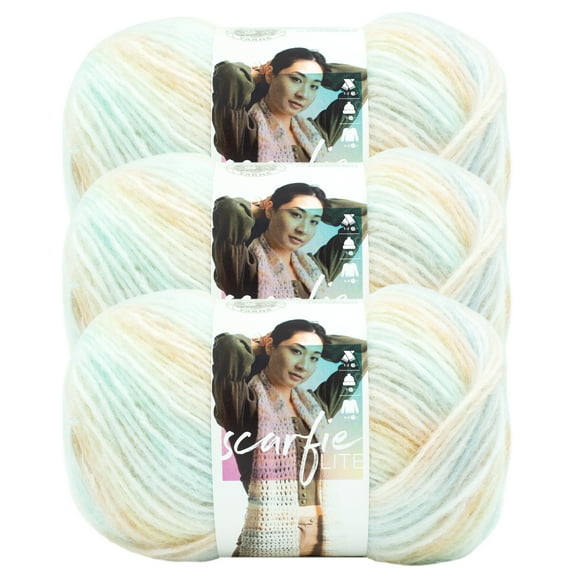Lion Brand Yarn Scarfie Lite Palm Medium Acrylic, Polyester, Nylon, Wool Yarn 3 Pack